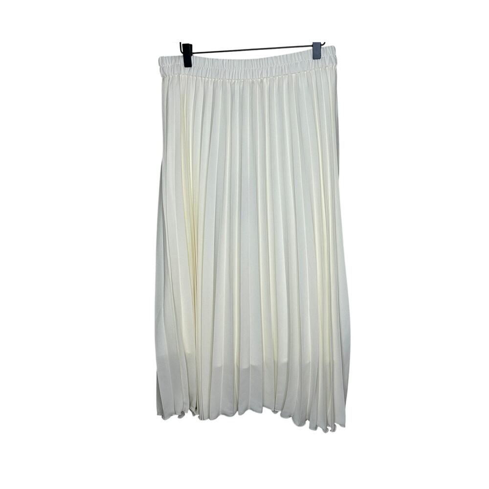 Joie Porcelain White Accordion Pleated Midi Skirt NWT High Rise Minimalist L